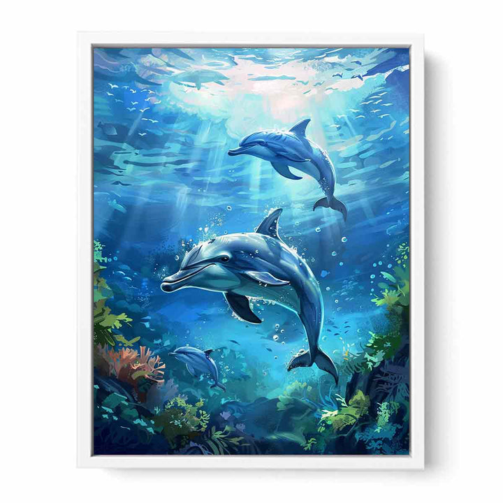 Dolphin Underwater Framed Print