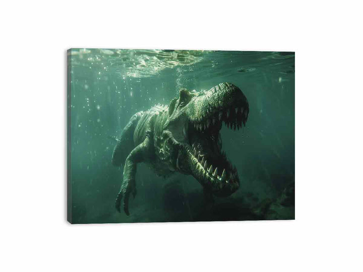 Ddinosaur In Water Canvas Print