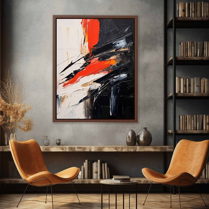 Black Red Abstract Art 