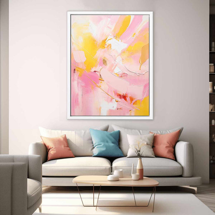 Yellow Pink  Abstract Art 