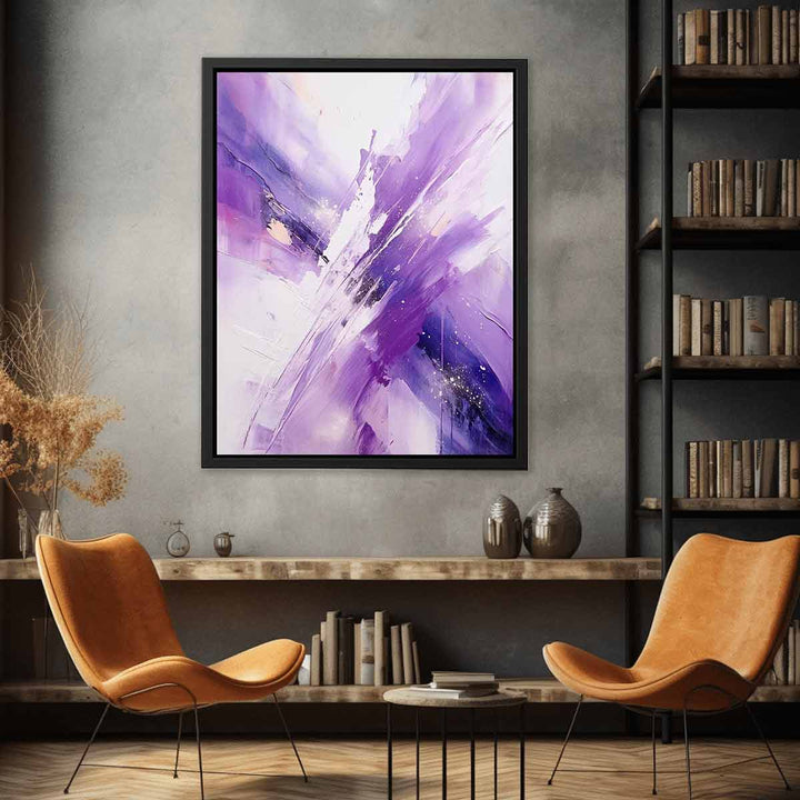 Purple  White Abstract Art 