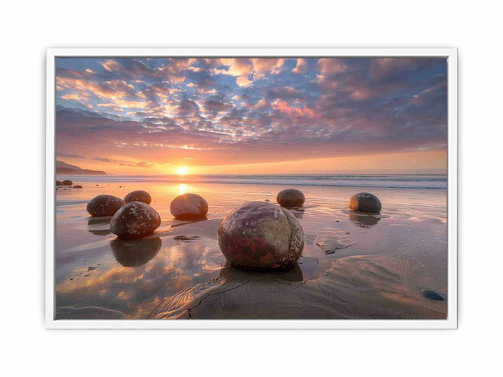 Moeraki Boulders Sunrise Framed Print