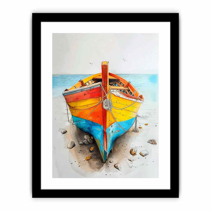 Boat On Shore  Art Print