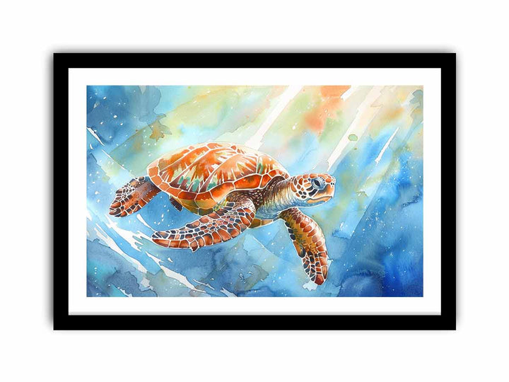 Turtle In Sea   Art Print