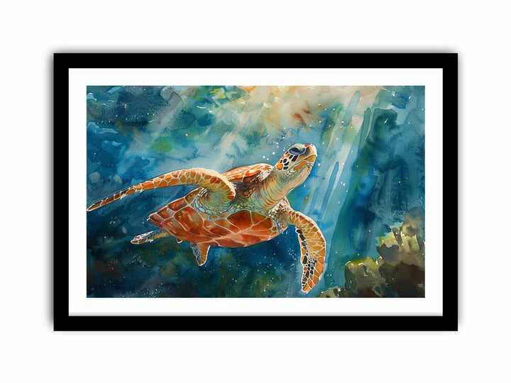 Turtle In Sea   Art Print