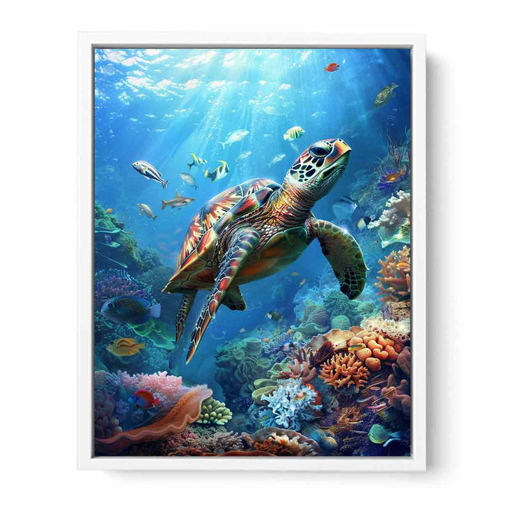 Turtle In Sea  Framed Print