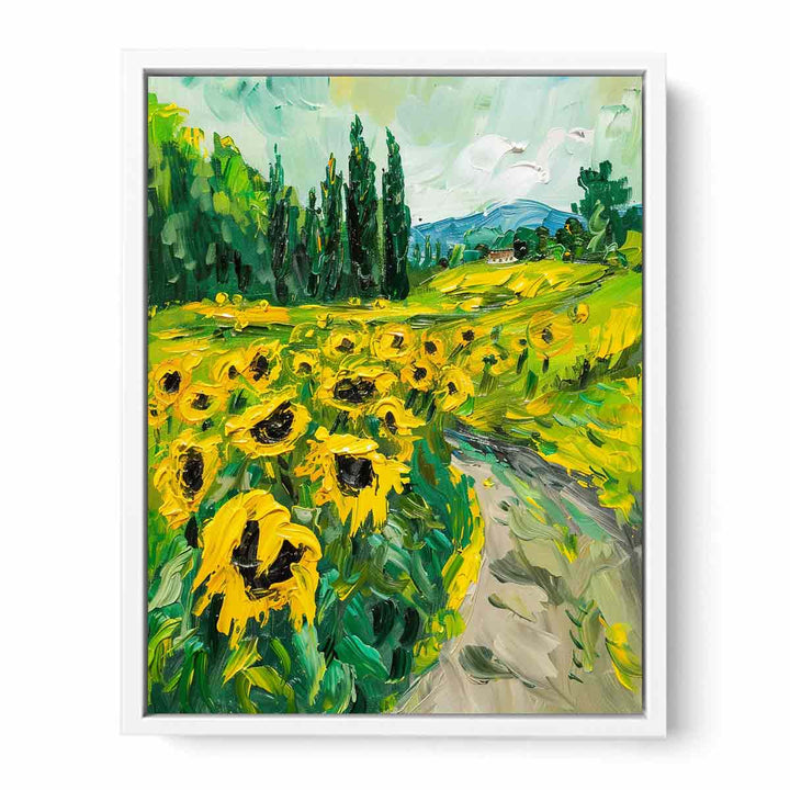 Sunflower Path Framed Print