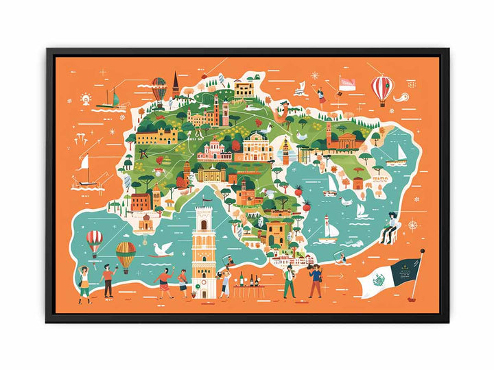 Colorful Itlay Map  Painting