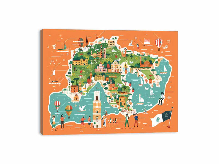 Colorful Itlay Map Canvas Print