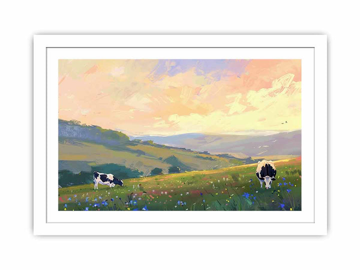 2 Cows Streched canvas