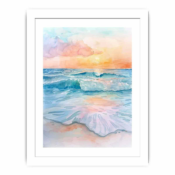 Watercolor Beach  Streched canvas