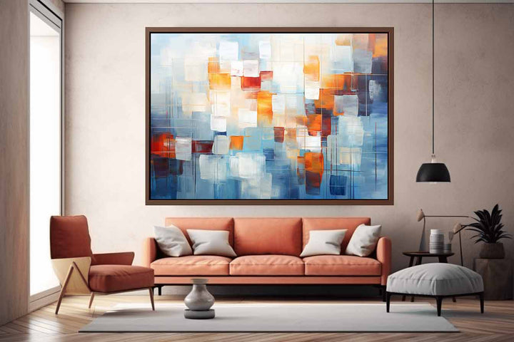 Orange Brown Abstract Squares Art Print