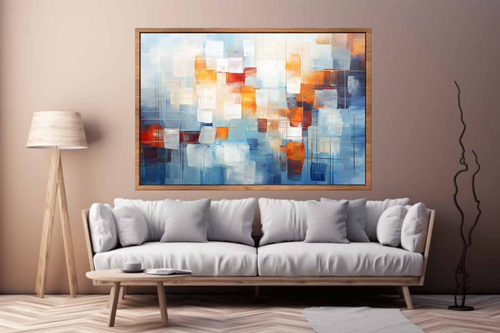 Orange Brown Abstract Squares Art Print