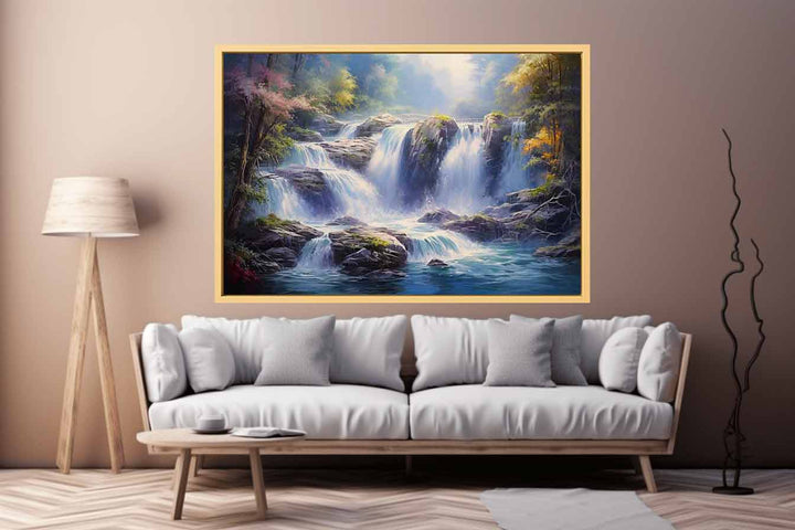 Luxury Waterfall Painting Art Print