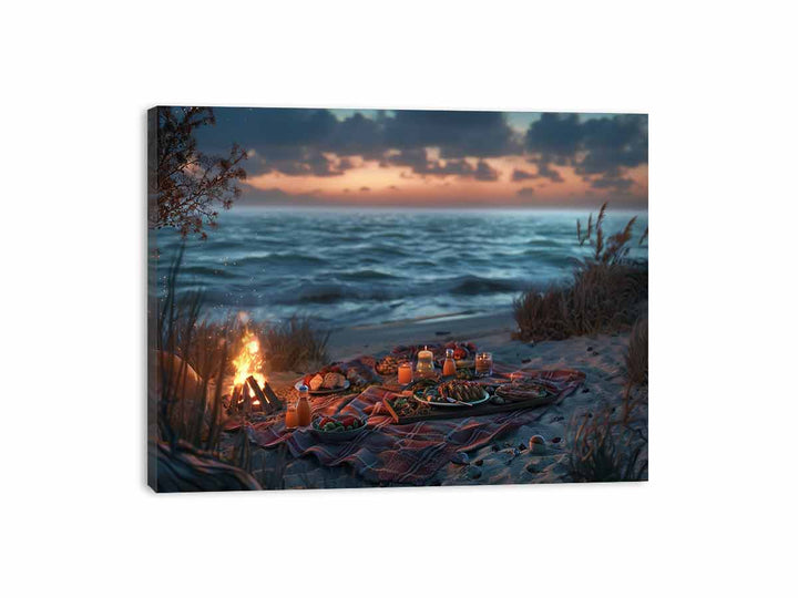 Dinner On Beach Canvas Print