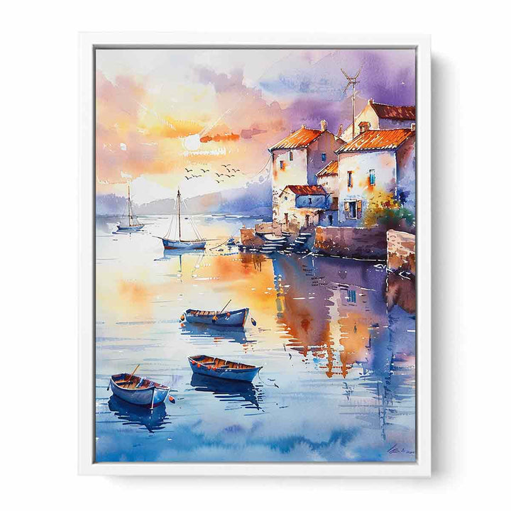 Coastal Village  Framed Print