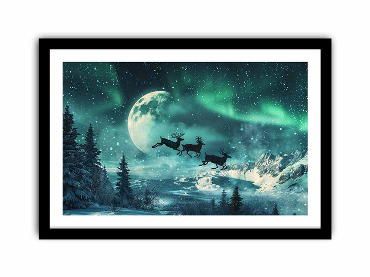 Flying Reindeer  Art Print