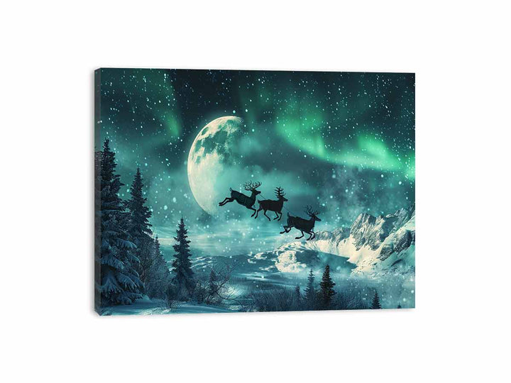 Flying Reindeer Canvas Print