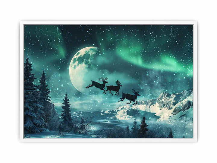 Flying Reindeer Framed Print