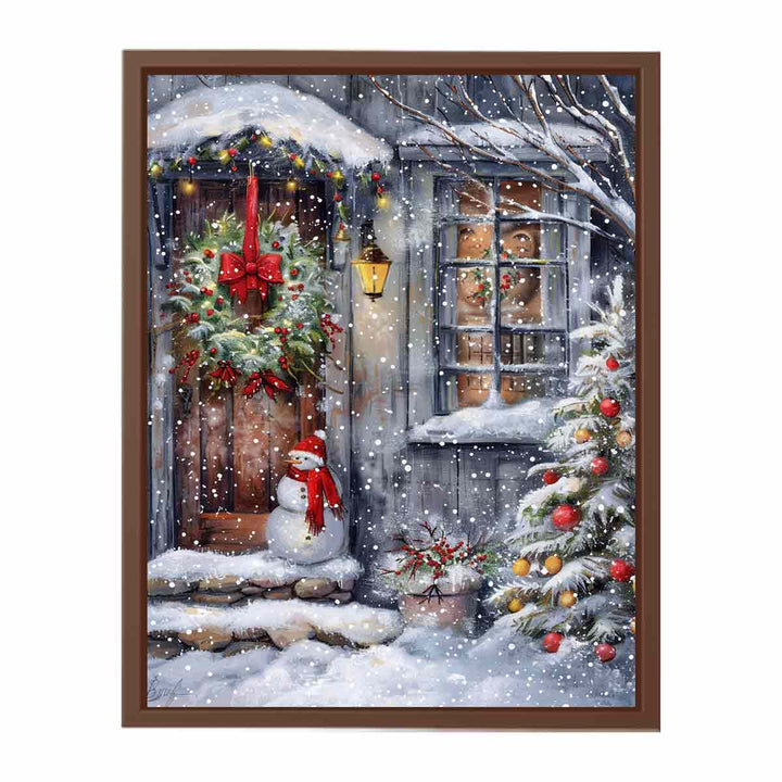 Snowman At Door  Poster