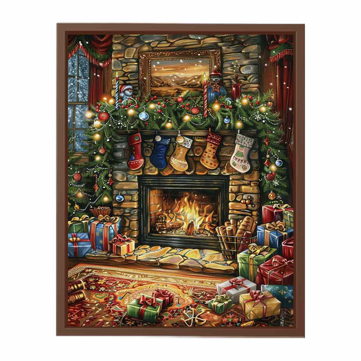 Festive Fireplace  Poster