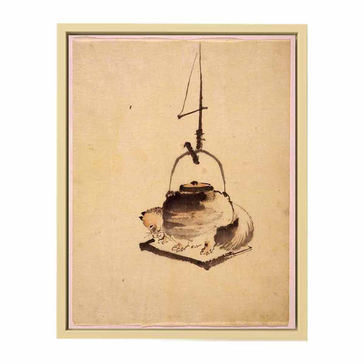 Hokusai tanuki tea kettle  Art Print