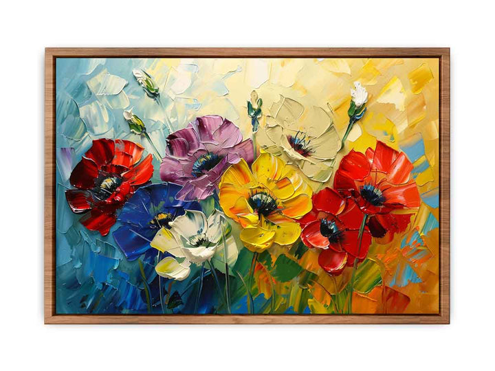 Beautiful Palette Knife Flower Painting framed Print