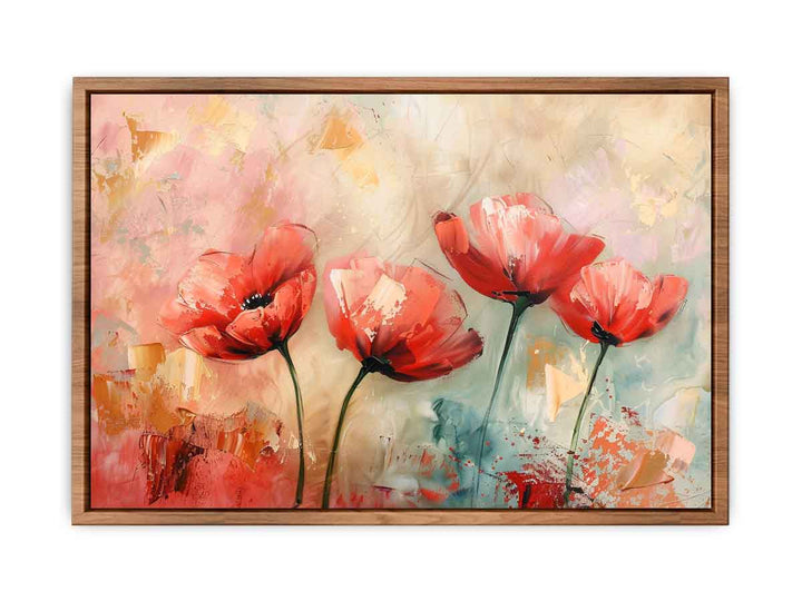 Red Abstract Floral Painting framed Print