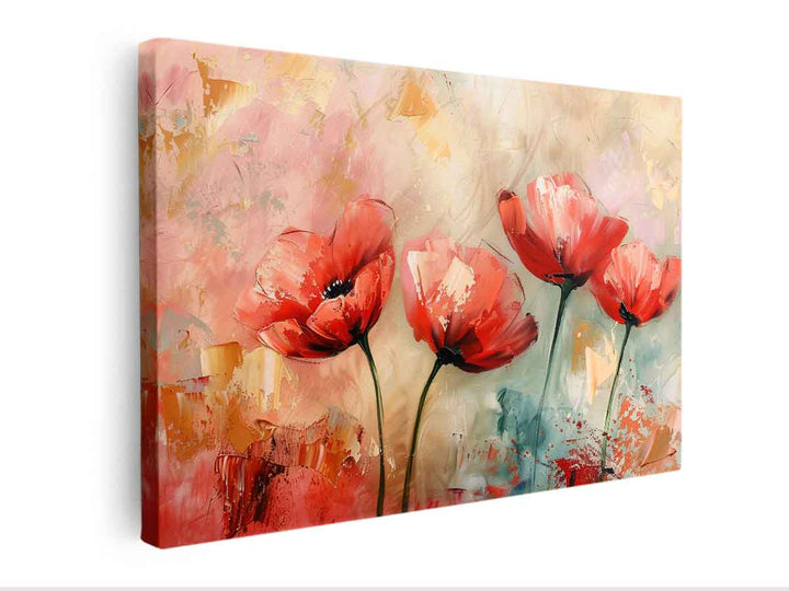 Red Abstract Floral Painting canvas Print