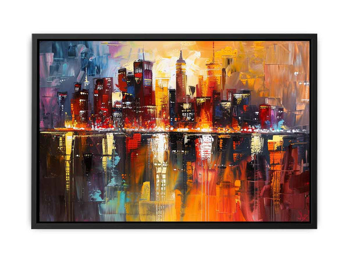 Modern Abstract City Painting