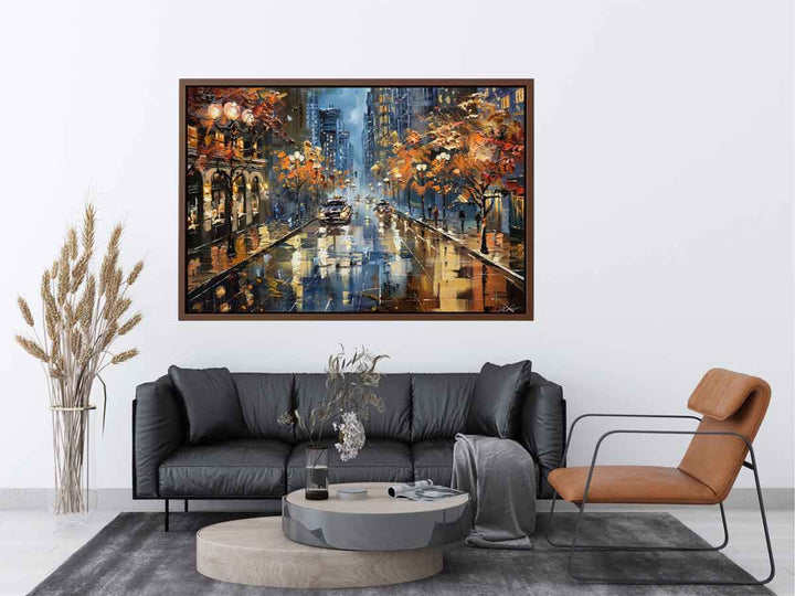  Modern City Street Painting canvas Print