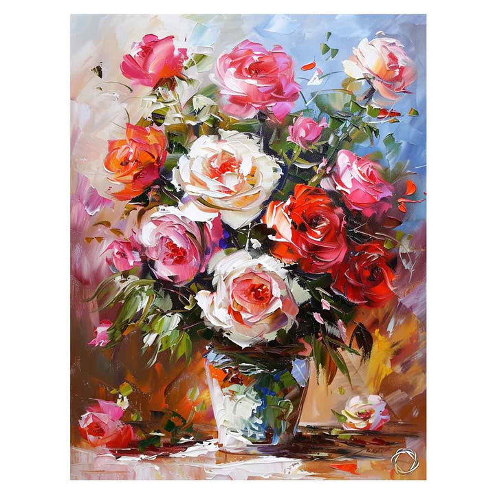 Flower in a Vase Canvas Painting Art Print