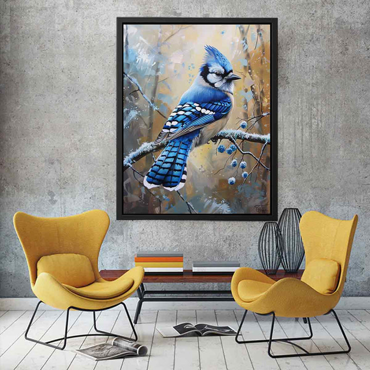 Jay  Blue  Bird Painting canvas Print