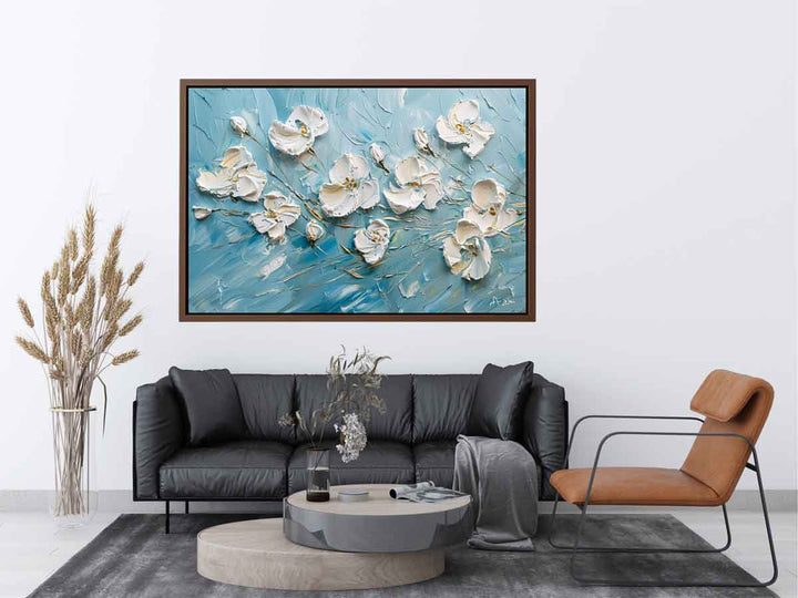 White Flower  Painting canvas Print