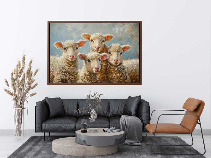 Baby Sheeps  Painting canvas Print