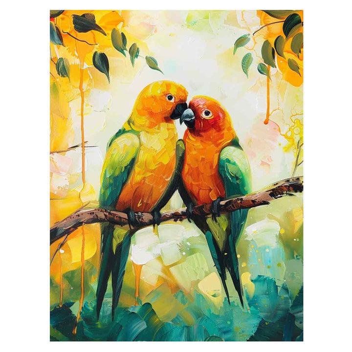 Love Birds Parrot  Painting Art Print