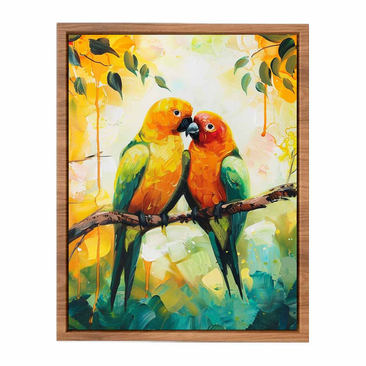 Love Birds Parrot  Painting framed Print