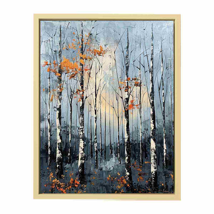 Birch Forest Knife Art Painting Framed Print