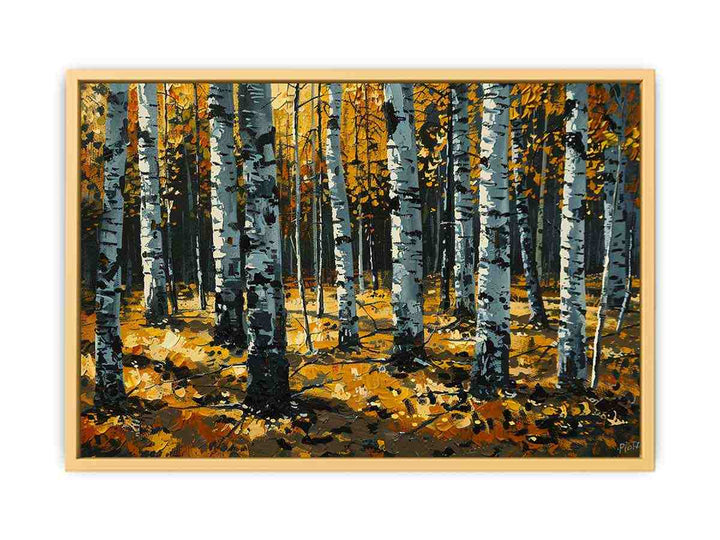 Birch Orange Tree Knife Art Painting  Poster