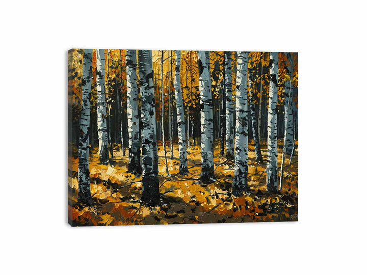 Birch Orange Tree Knife Art Painting 