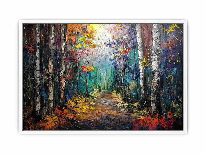 Knife Forest Birch Art Painting Canvas Print