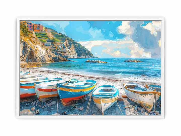 Red-Blue-Boat-Knife-Art-Painting Canvas Print