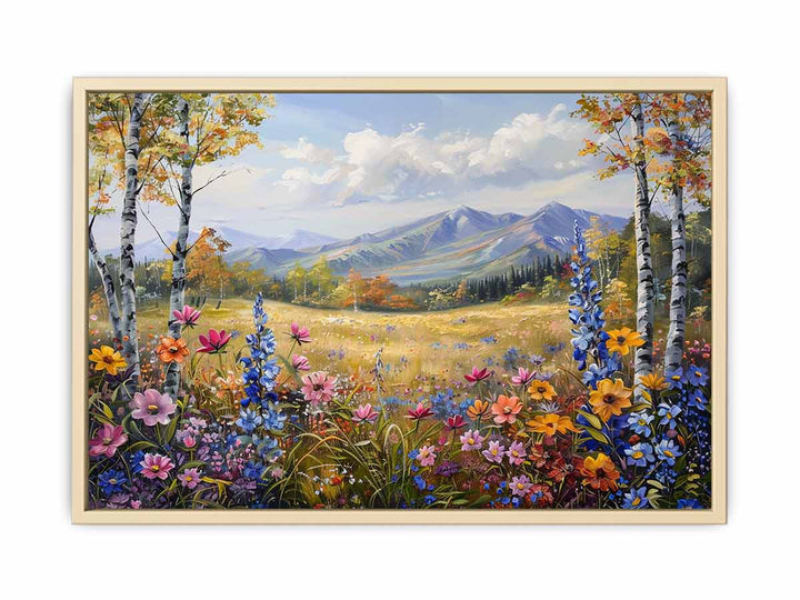 Flowers Landscape Painting  Framed Print