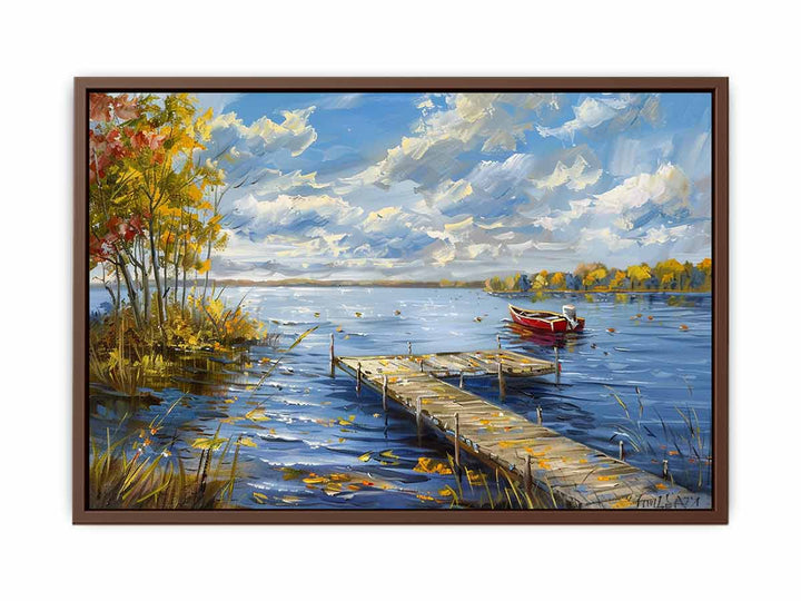 Lake Dockscape Painting  Art Print