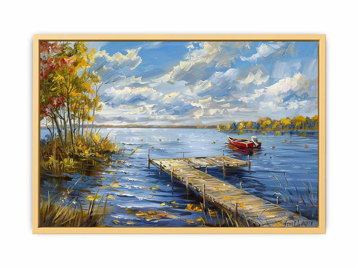 Lake Dockscape Painting  Poster