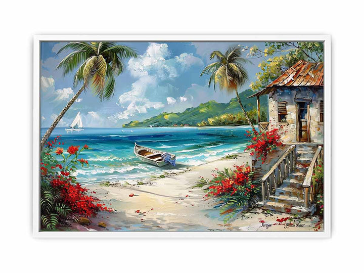 Caribbean Beach Painting  Canvas Print