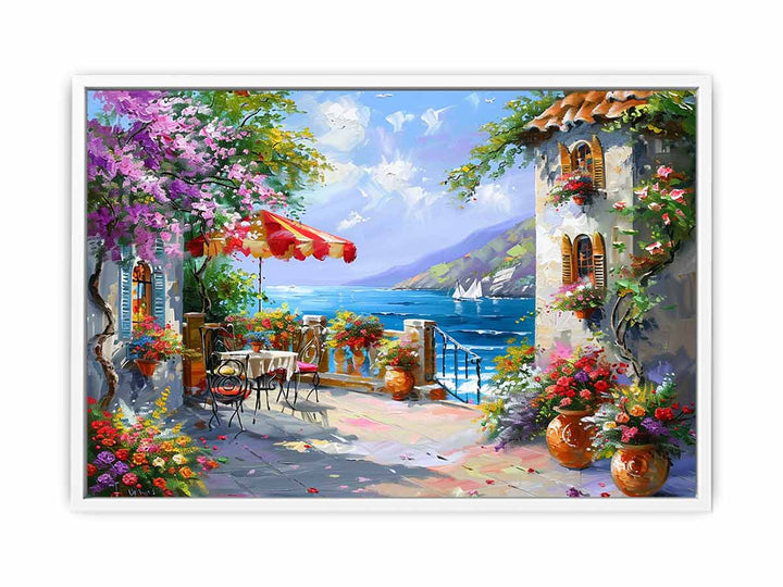 Italian Beachside Cafe Canvas Print