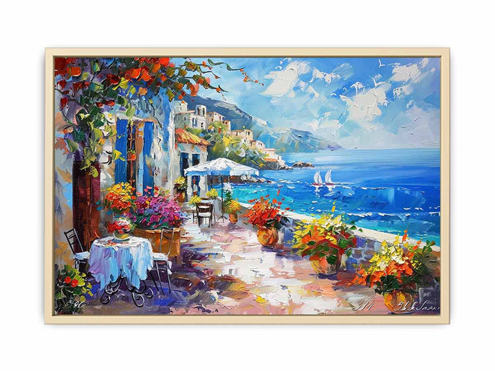 Beachside Cafe Framed Print