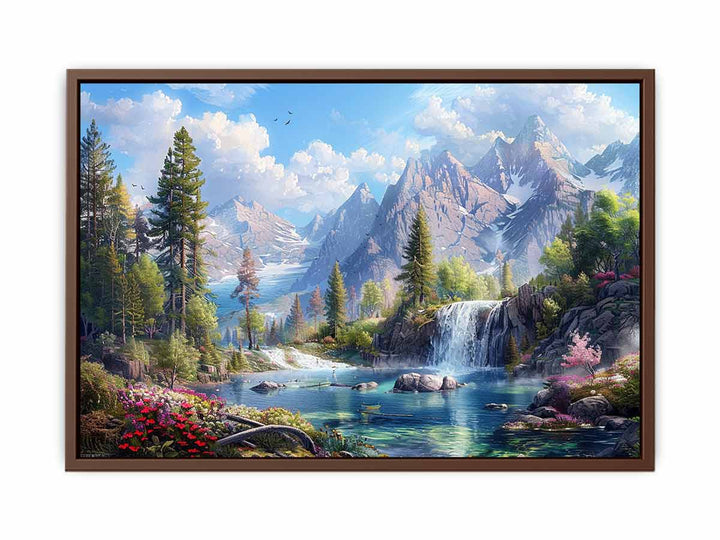 Mountain Waterfall  Art Print