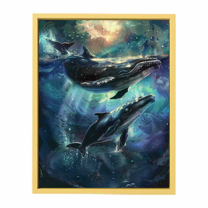 Whale Couple Painting   Poster